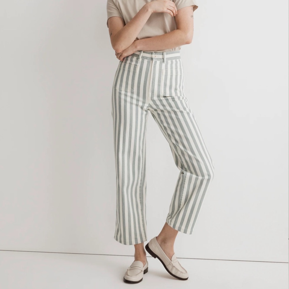 Madewell Emmett 2.0 Wide-Leg Crop Pants in Stripe: Patch-Pocket Edition